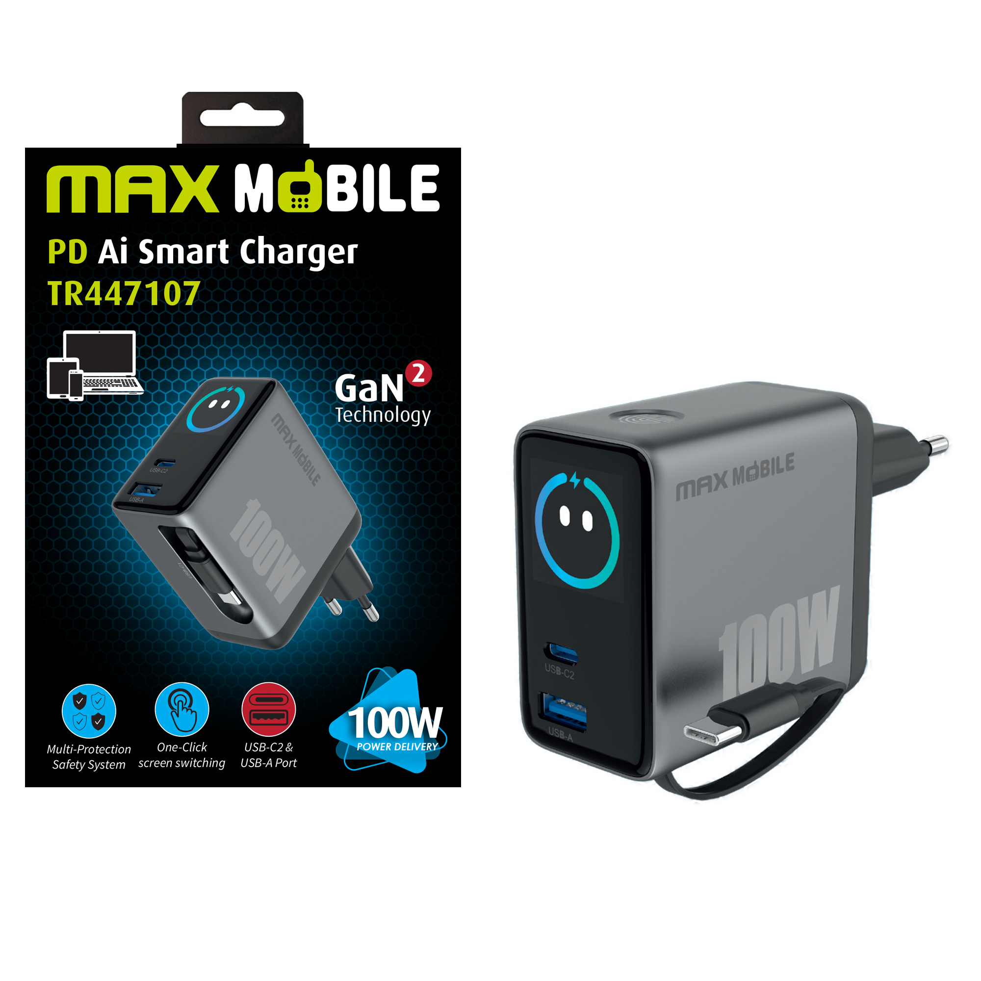 MAXMOBILE-KUĆNI-PUNJAČ-PD-FAST-CHARGE,AI,-TR447,100W